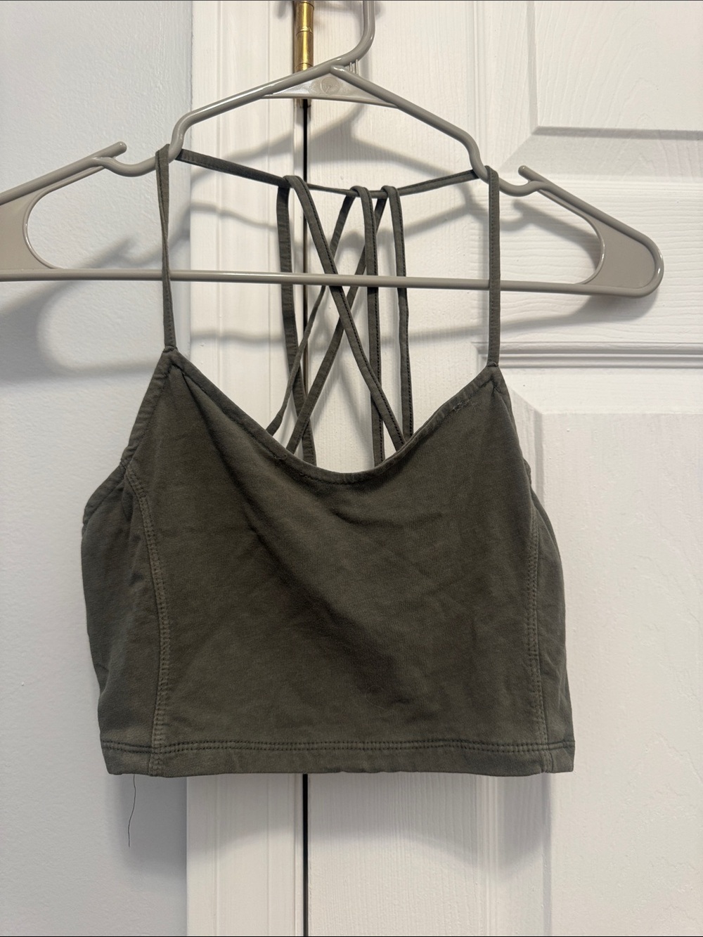 American Eagle Outfitters Olive Green Strappy Crop Cami